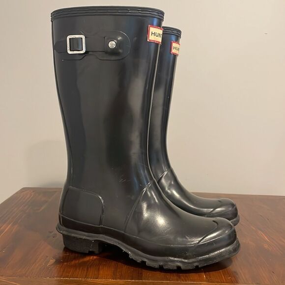 HUNTER Kids Boots 12” Original Gloss Black Size US 3 B / 4 G - Picture 3 of 12